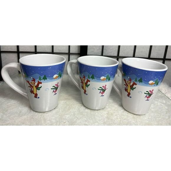 Disney Winnie the Pooh Winter Wonderland Set of (3) Coffee Mugs - Picture 1 of 7